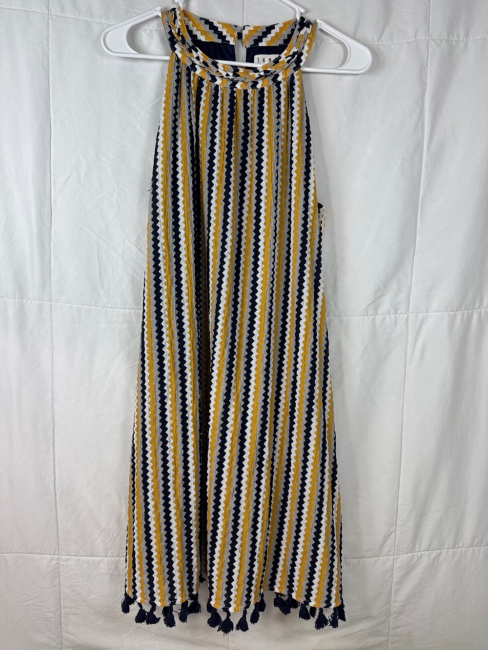 THML Boho Tassel Hem‎ Dress Large Sleeveless Striped Midi